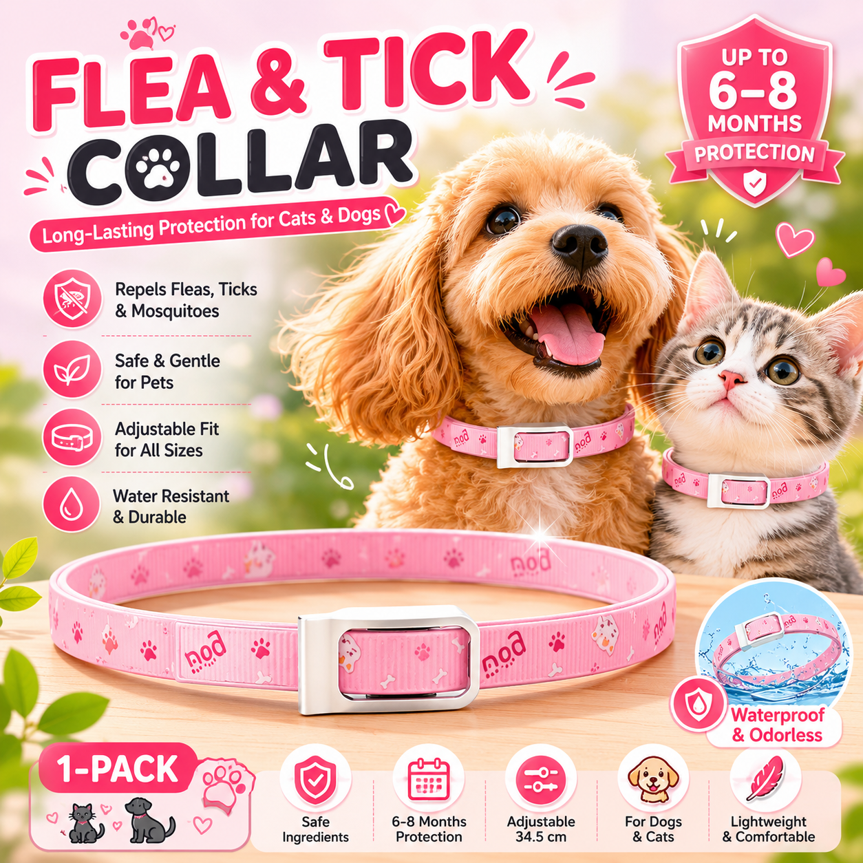 The Best Flea & Tick Collar for Dogs and Cats – Adjustable with 6‑8 Month Protection