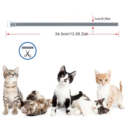 DEWEL-Collar antipulgas y garrapatas diario gris-ajustable 34.5 cm para gatos y perros pequeños, paseos por la ciudad – Protección de 8 meses