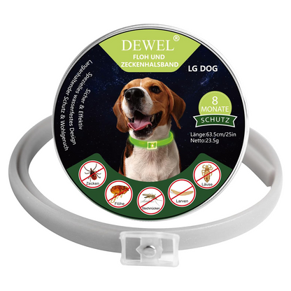 DEWEL-Luminous Flea & Tick Collar –Adjustable 34.5cm for Cats&Small Dogs, Night Safety – 8-Month Protection