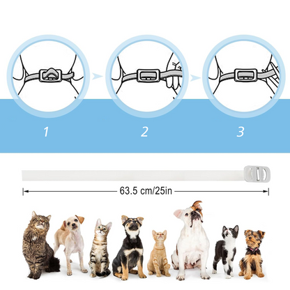 DEWEL-Collar Antipulgas y Garrapatas Diario Blanco-Ajustable 63.5cm para Perros Medianos y Grandes, Paseos por la Ciudad – Protección de 8 Meses