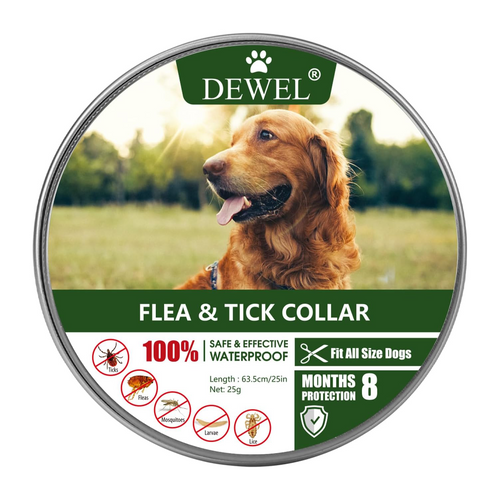 DEWEL Flea & Tick Collar for Dogs and Cats – Adjustable Waterproof Pet Collar (63.5 cm)