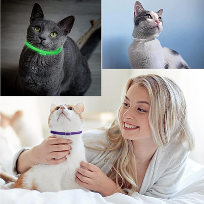 DEWEL-Set de Collares Antipulgas y Garrapatas Multiestilo – Ajustable de 34.5 cm para Gatos y Perros Pequeños, Uso Diario, Camping y Seguridad Nocturna – Protección de 8 Meses (Paquete de 3/4)