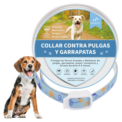 DEWEL-Floral Flea & Tick Collar–Adjustable 34.5cm for Cats&Small Dogs, Stylish Pet Decoration– 8-Month Protection