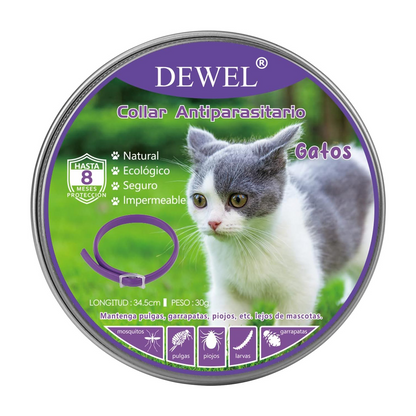 DEWEL-Outdoor Plus Flea & Tick Collar-Adjustable 34.5cm for Cats&Small Dogs, Forest Adventures– 8-Month Protection