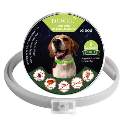 DEWEL-Leuchtendes Floh- & Zeckenhalsband für mittelgroße und große Hunde – Verstellbar 63,5 cm, Für sichere Nachtspaziergänge – 8 Monate Schutz