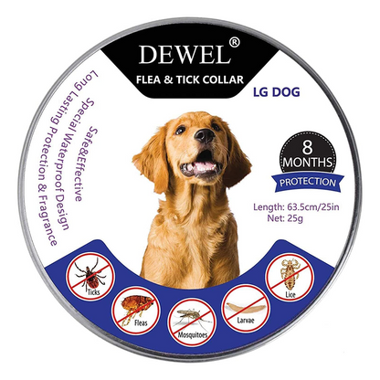 DEWEL-Flea and Tick Collar for Large, Medium & Small Dogs – 63.5cm Adjustable, 8-Month Protection