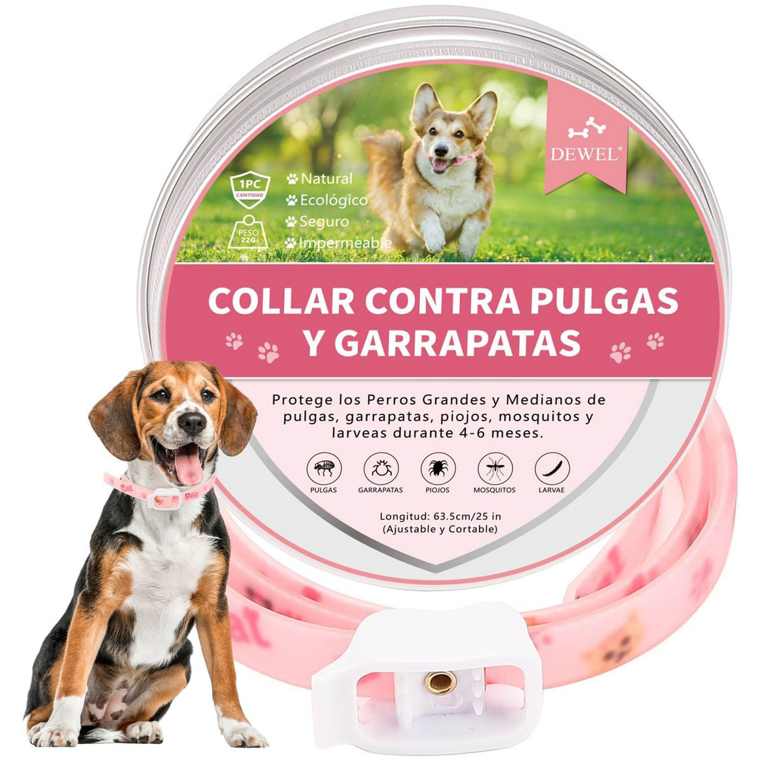 DEWEL-Floral Flea & Tick Collar–Adjustable 34.5cm for Cats&Small Dogs, Stylish Pet Decoration– 8-Month Protection