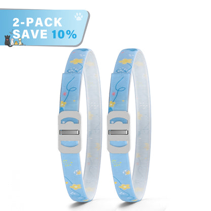 DEWEL-Floral Flea & Tick Collar–Adjustable 34.5cm for Cats&Small Dogs, Stylish Pet Decoration– 8-Month Protection