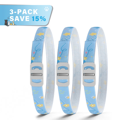 DEWEL-Floral Flea & Tick Collar–Adjustable 34.5cm for Cats&Small Dogs, Stylish Pet Decoration– 8-Month Protection