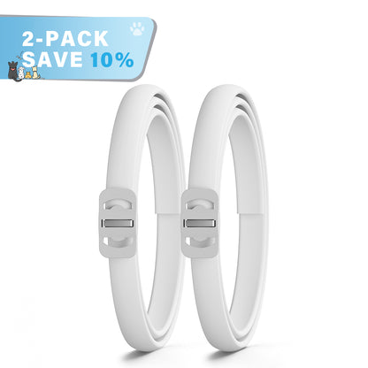 DEWEL-Collar Antipulgas y Garrapatas Diario Blanco-Ajustable 63.5cm para Perros Medianos y Grandes, Paseos por la Ciudad – Protección de 8 Meses