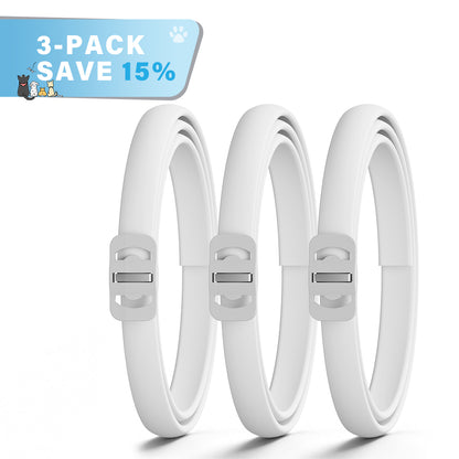 DEWEL-Collar Antipulgas y Garrapatas Diario Blanco-Ajustable 63.5cm para Perros Medianos y Grandes, Paseos por la Ciudad – Protección de 8 Meses