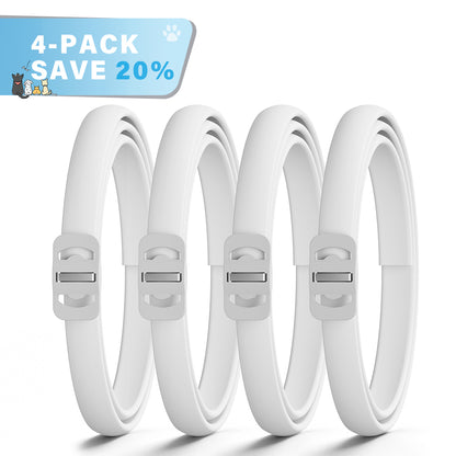 DEWEL-Collar Antipulgas y Garrapatas Diario Blanco-Ajustable 63.5cm para Perros Medianos y Grandes, Paseos por la Ciudad – Protección de 8 Meses