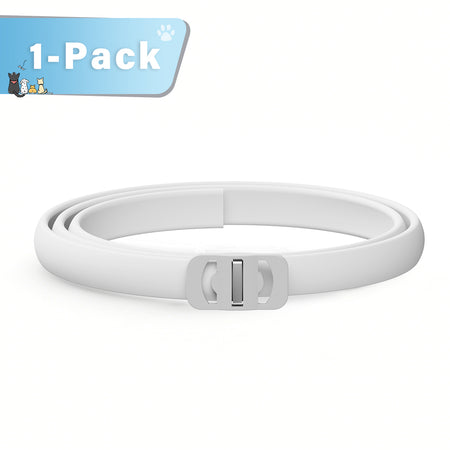 DEWEL-Collar Antipulgas y Garrapatas Diario Blanco-Ajustable 63.5cm para Perros Medianos y Grandes, Paseos por la Ciudad – Protección de 8 Meses