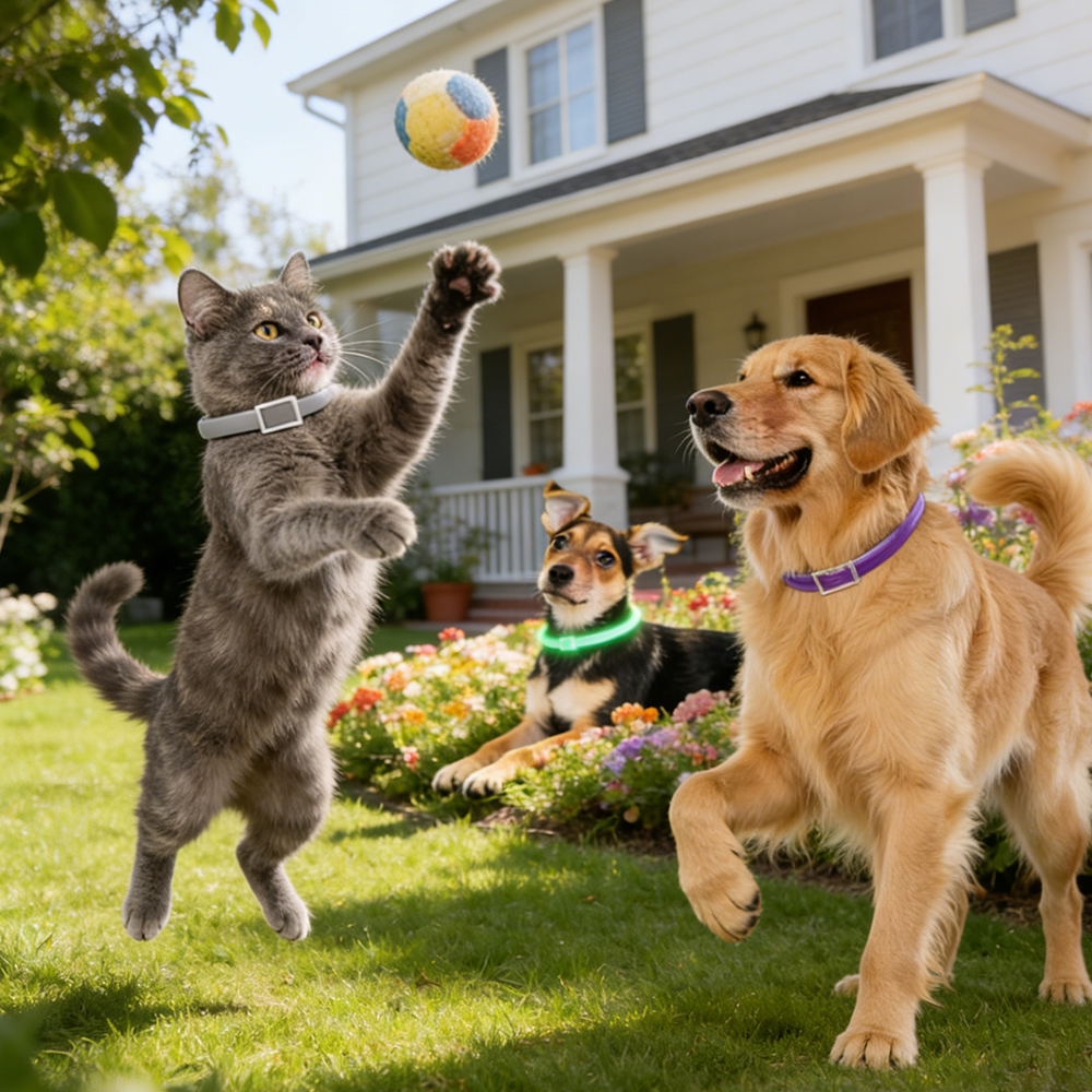 DEWEL-Multi-Style Flea & Tick Collar Set–Adjustable 34.5cm for Cats&Small Dogs, Daily, Camping & Night Safety-8-Month Protection (3/4 Pack)
