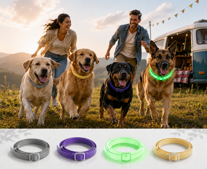 DEWEL-Multi-Style Flea & Tick Collar Set–Adjustable 63.5cm for Medium & Large Dogs, Daily, Camping & Night Safety-8-Month Protection (3/4 Pack)