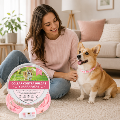 DEWEL-Floral Flea & Tick Collar–Adjustable 34.5cm for Cats&Small Dogs, Stylish Pet Decoration– 8-Month Protection
